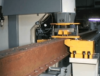 CNC 125DPI I-beam double punch flange punching line with roll conveyor feeder